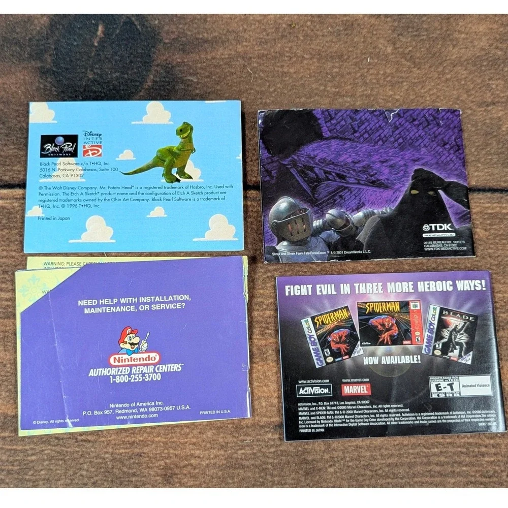 Nintendo Game Boy Color Manuals Lot Toy Story Shrek X-Men Beauty‎ Beast